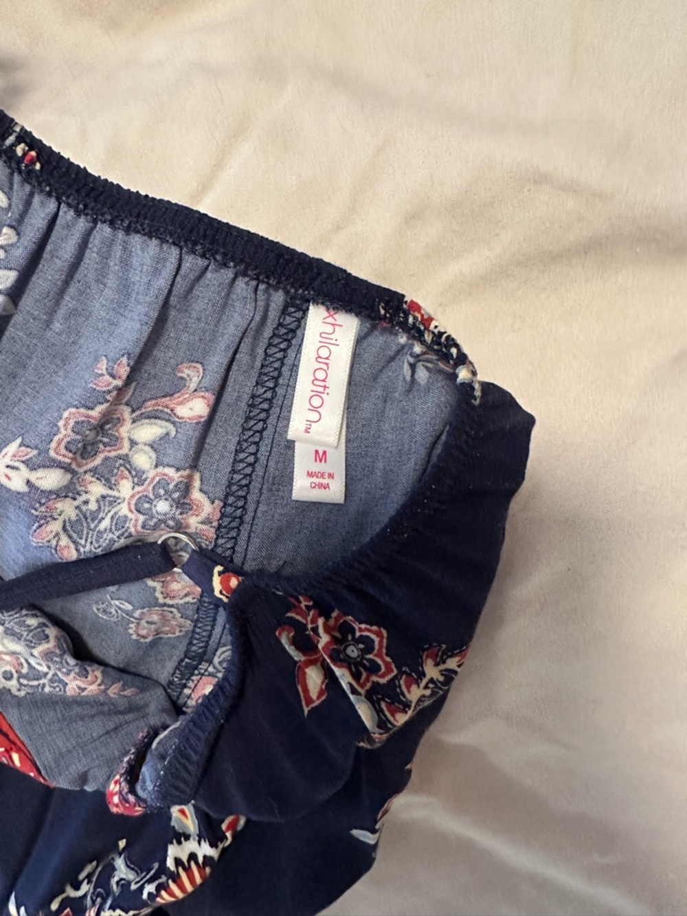 Xhilaration Navy Floral Handkerchief Hem Dress - Picture 4 of 5